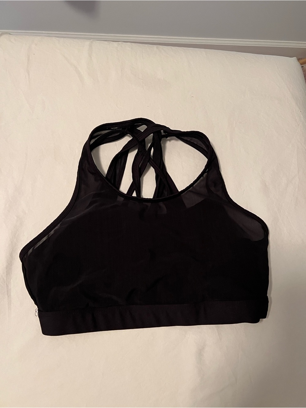 Fabletics Black Strappy Mesh Sports Bra